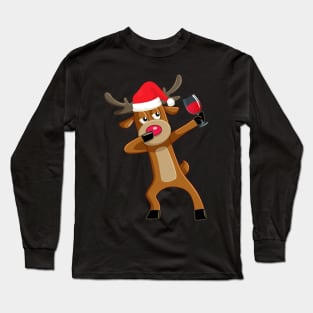 Rudolph The Red Nosed Reindeer Funny Wine Lover Family Christmas Gift Long Sleeve T-Shirt